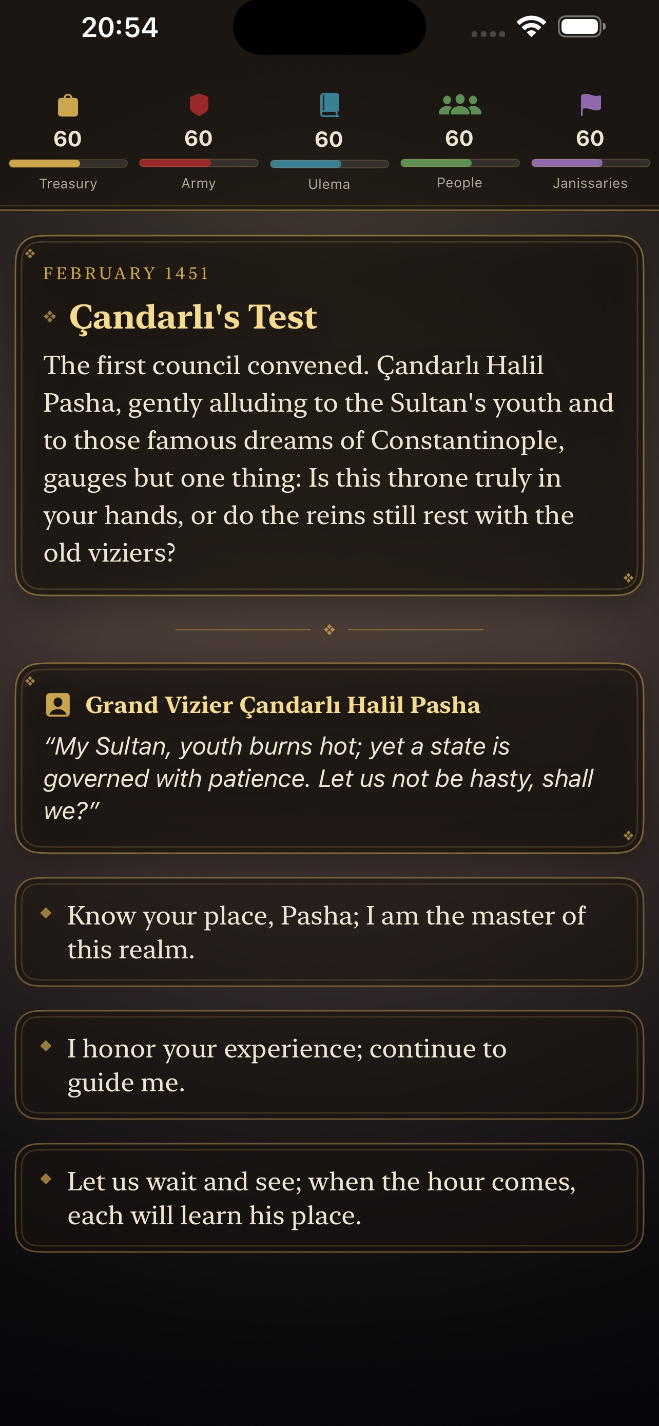 Council decision screen in English